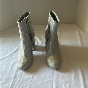 Madden Girl Shimmering Silver Heeled Boots